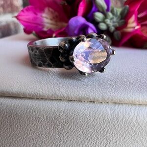 Sterling Silver handmade kunzite ring size 7.75
